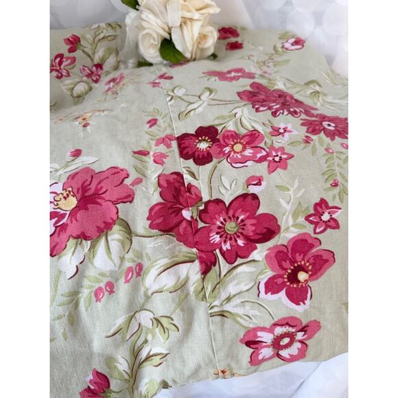 Pottery Barn LINEN blend TWIN Manchester Rose Green Duvet COVER French Country - Picture 3 of 11